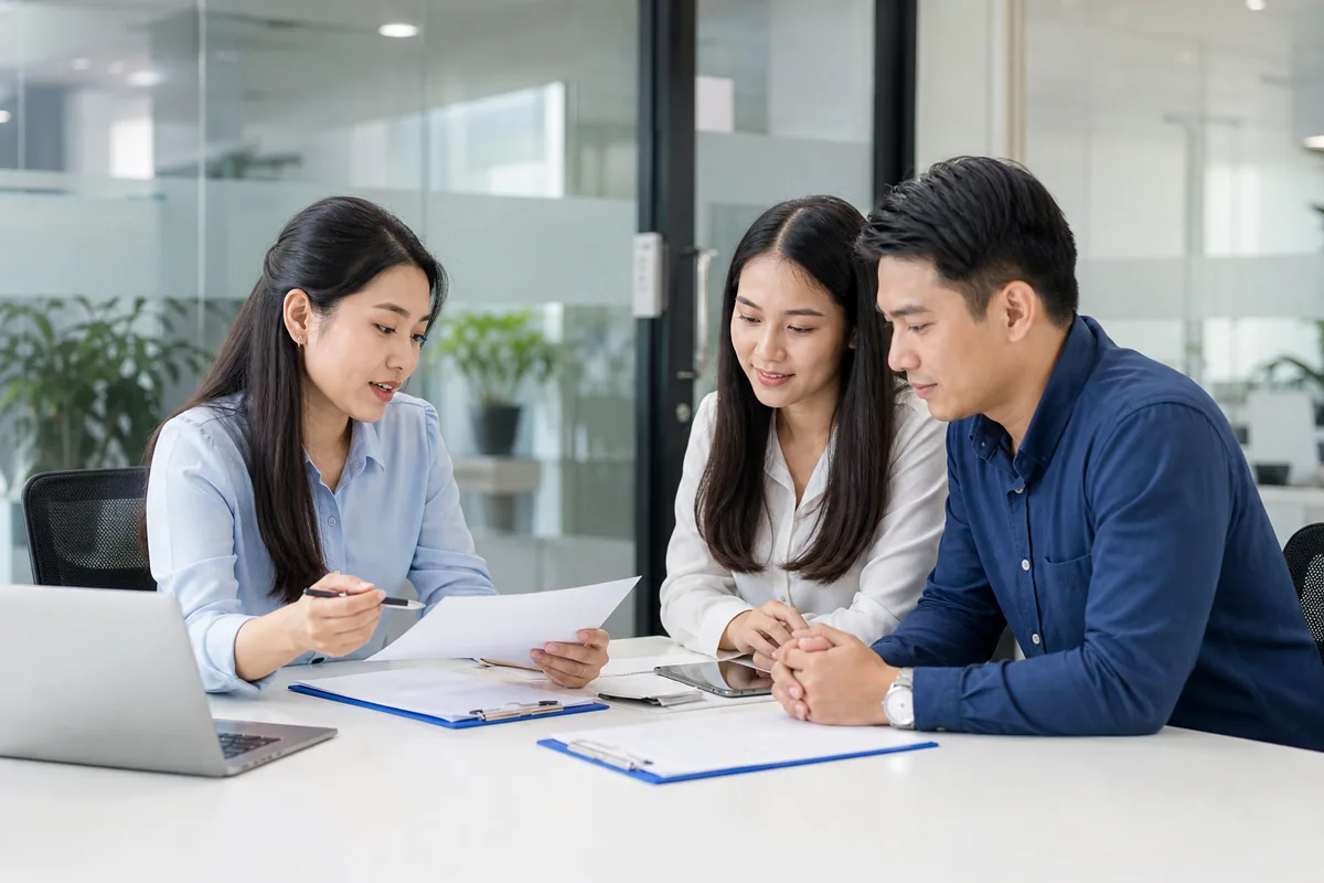 Minh họa buổi tư vấn hồ sơ và hướng dẫn thủ tục cho người lao động